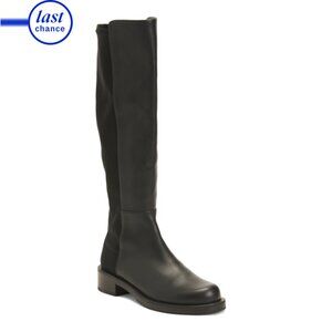 STUART WEITZMAN Black Made In Spain Leather Half N Half Bold Boots